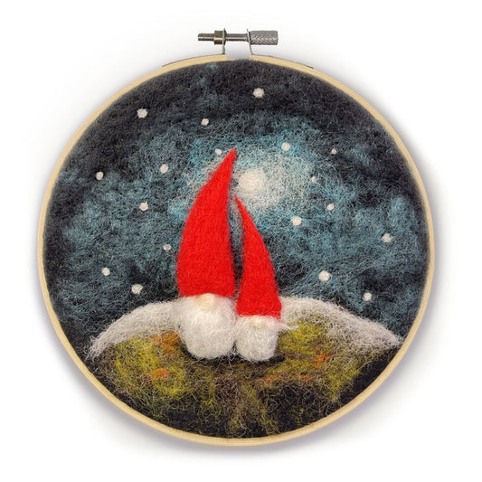 Nordic Gnomes in a Hoop Painted Wool Needle Felting Kit