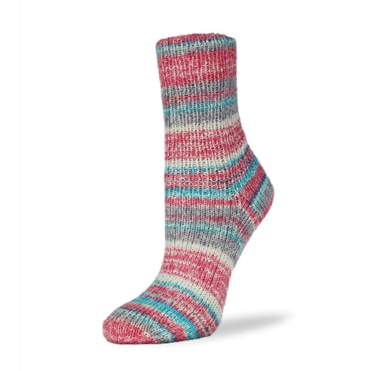 Rellana Garne Flotte Sock Boucle in Light Blue / Rose