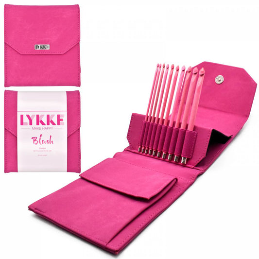 Lykke Blush 6" Crochet Hook Set in Fuchsia Denim Pouch