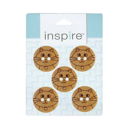 Bouton chat INSPIRE à 2 trous - 18 mm (3⁄4″) - 5 unités - Bois