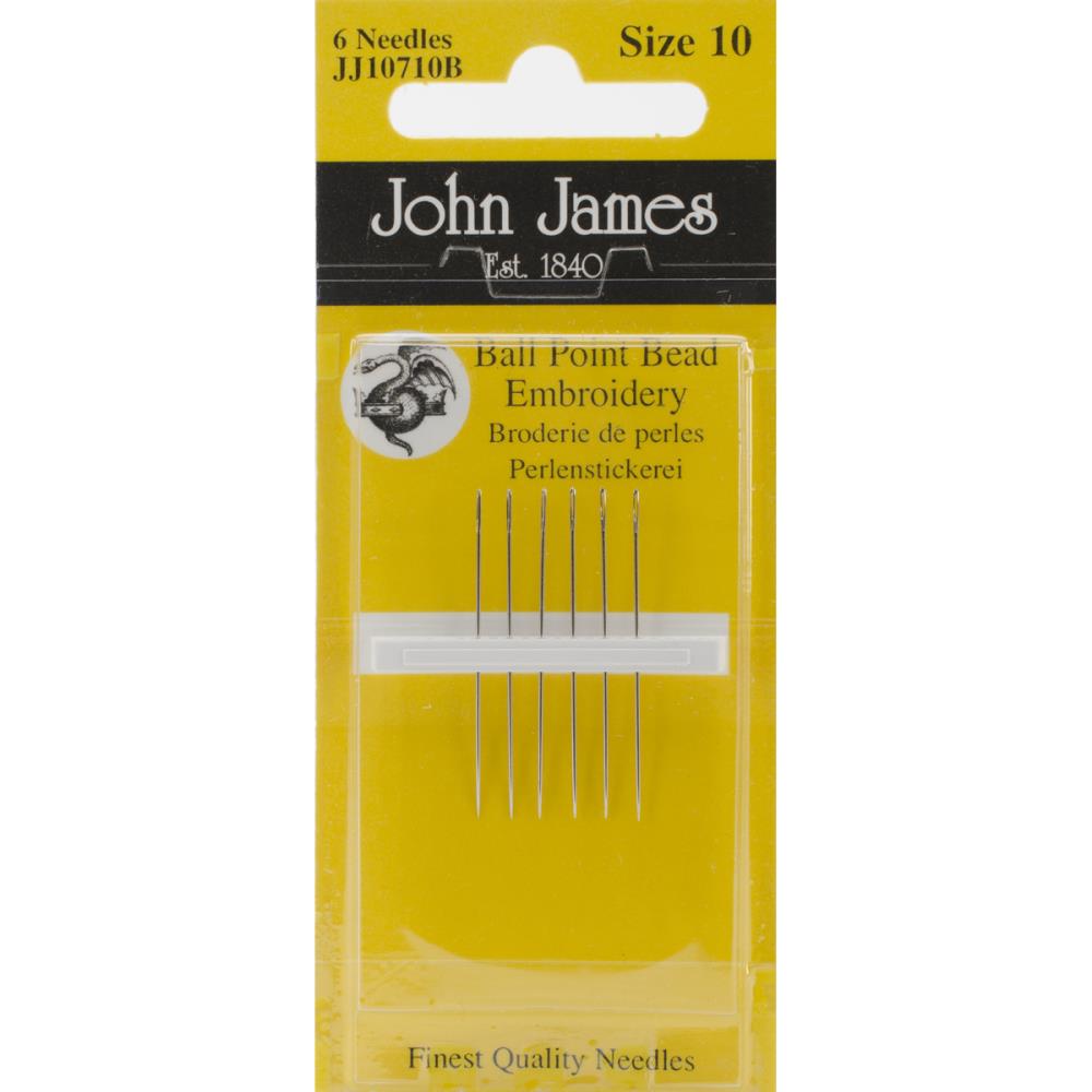 Aiguilles à broder John James Ball Point Bead, taille 10, 6 pièces